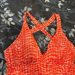 Athleta Bright Orange Patterned Top